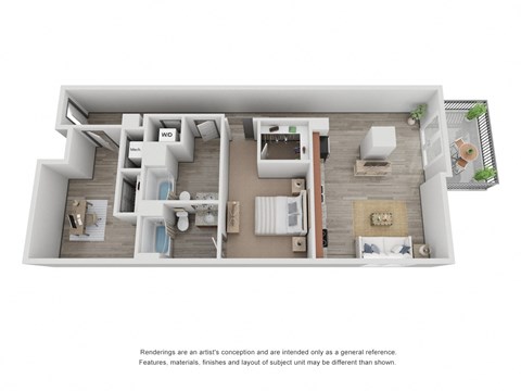 Floor plan for 1 bed, 1 bath, 1112 sqft